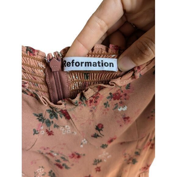 Reformation Nikita Dress size 2 Midi Arianne Floral Ruffle Sweetheart Feminine‎ - Picture 8 of 12